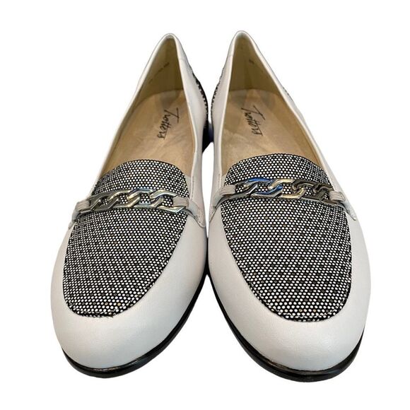 NEW Trotters Women's Anastasia White Foil Dots Leather Loafers Flats 6 6N - Picture 4 of 6